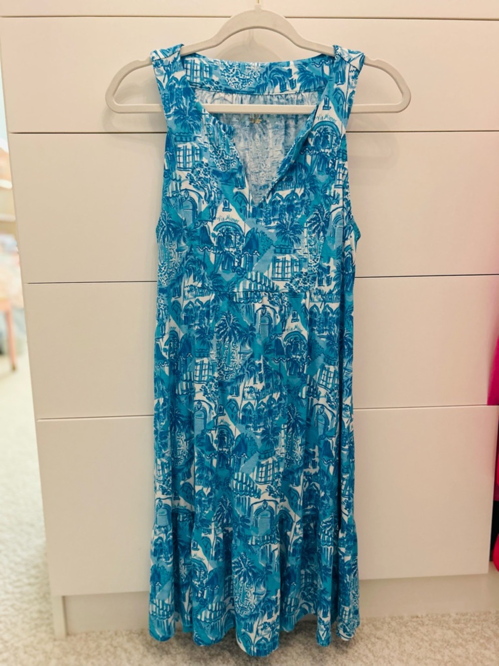 Lilly Pulitzer Blue and White Printed Sundress Size Medium